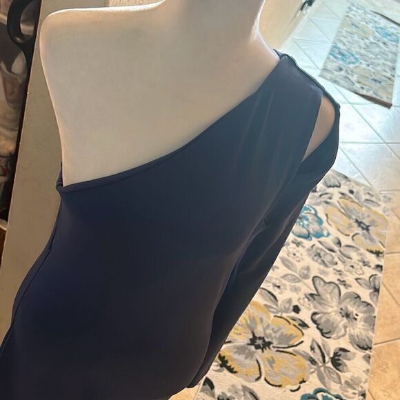 Susana Monaco Women's M One Arm Slit Shoulder Midi Dress Night Sky Blue Glam New - Picture 7 of 7